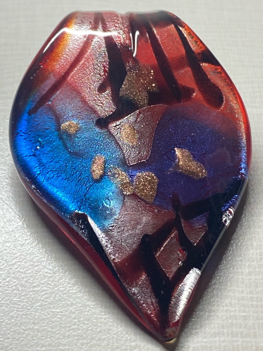 Murano Style Art Glass Lampwork Fused Glass Leaf Design Pendant